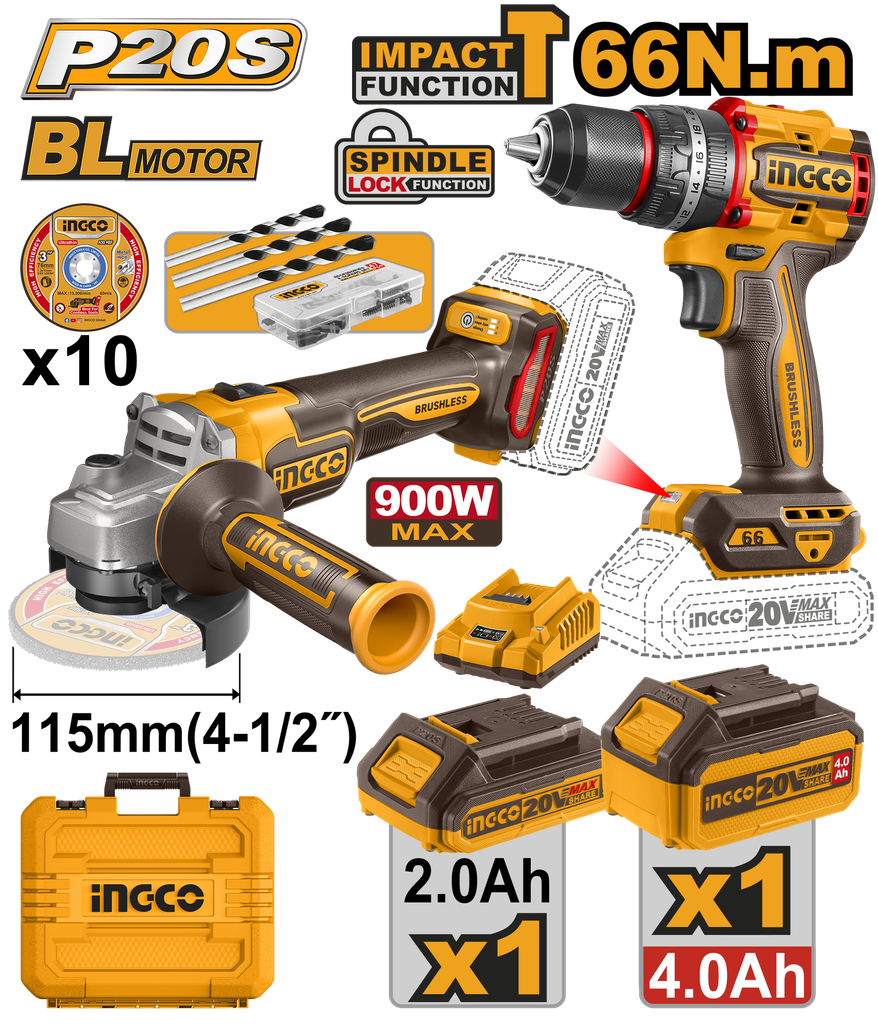 KIT 2 MAQ. ATOR/ 66 Nm + AMOL. 115mm 1000W