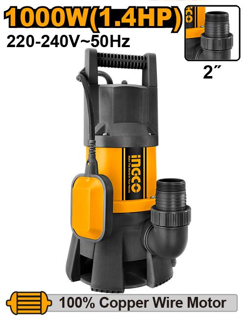 BOMBA SUMERGIBLE DE AGUAS NEGRAS 1000W INGCO SPD10001