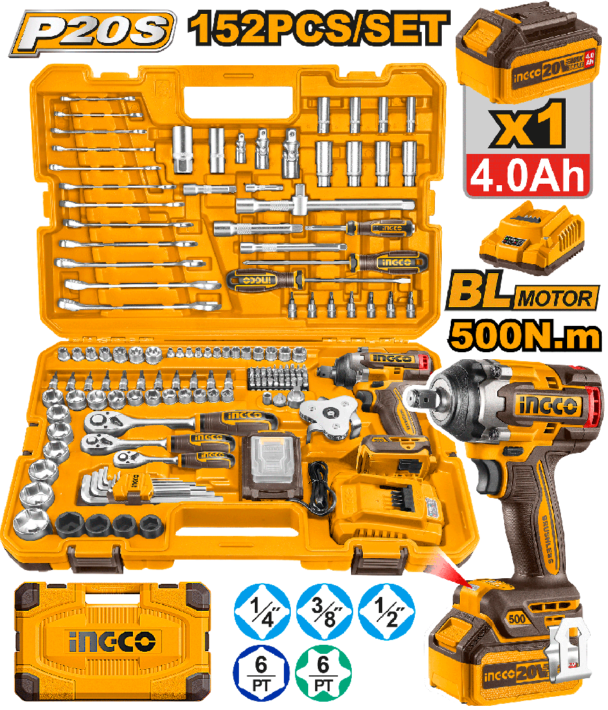 MALETA 152 PCS HERRAMIENTAS COMBINADAS + LLAVE IMPACTO