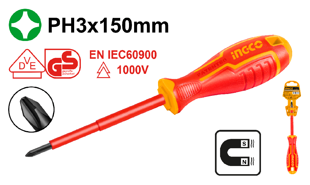 DESTORNILLADOR PHILLIPS AISLADO PH3*150mm