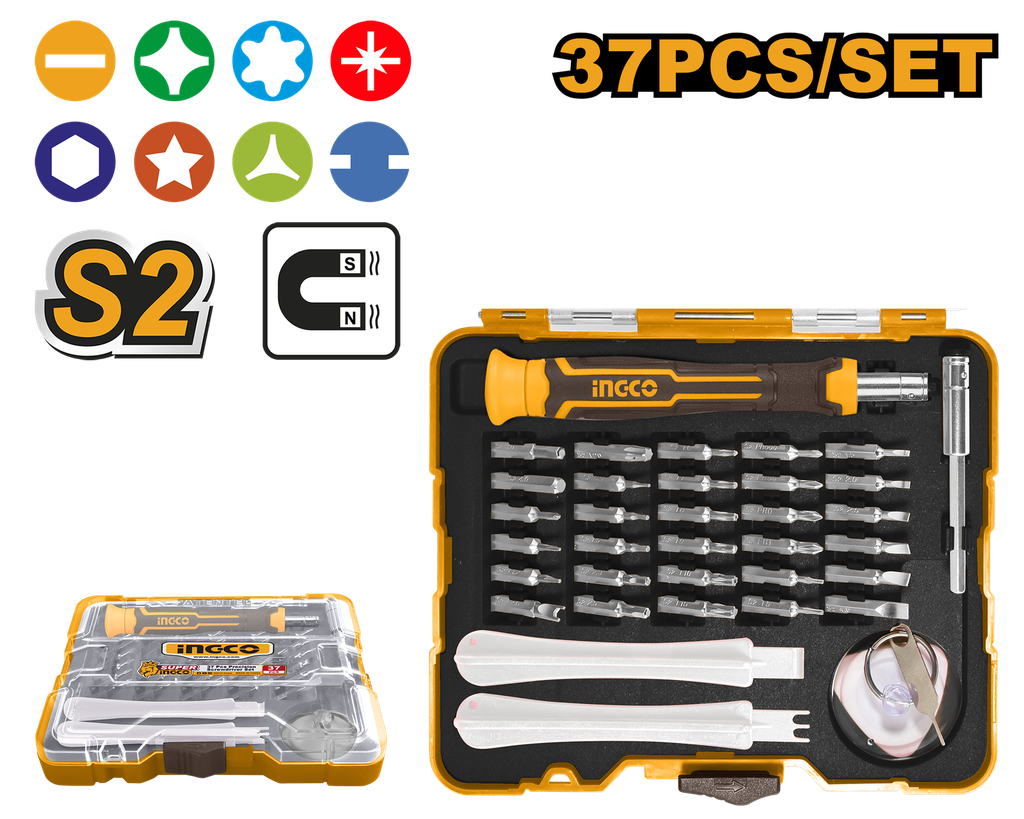 JUEGO 37 PUNTAS DESTORNILLADOR DE PRECISION + MANGO