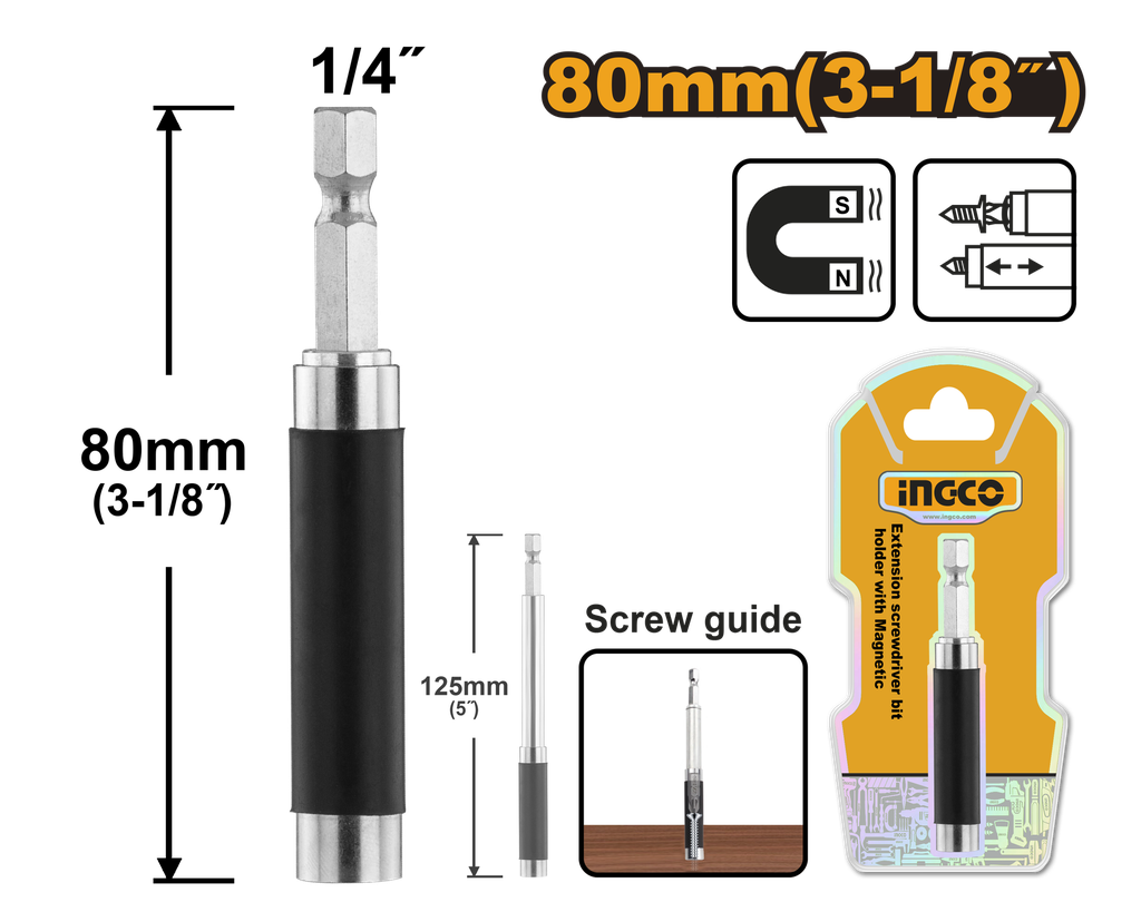 SOPORTE PORTA PUNTAS 1/4" 80 mm IMANTADO