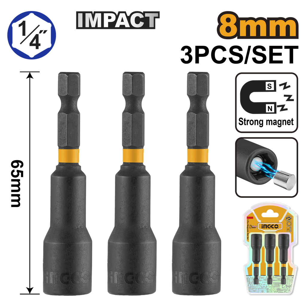 JUEGO 3 VASOS MAGNETICOS 8 mm