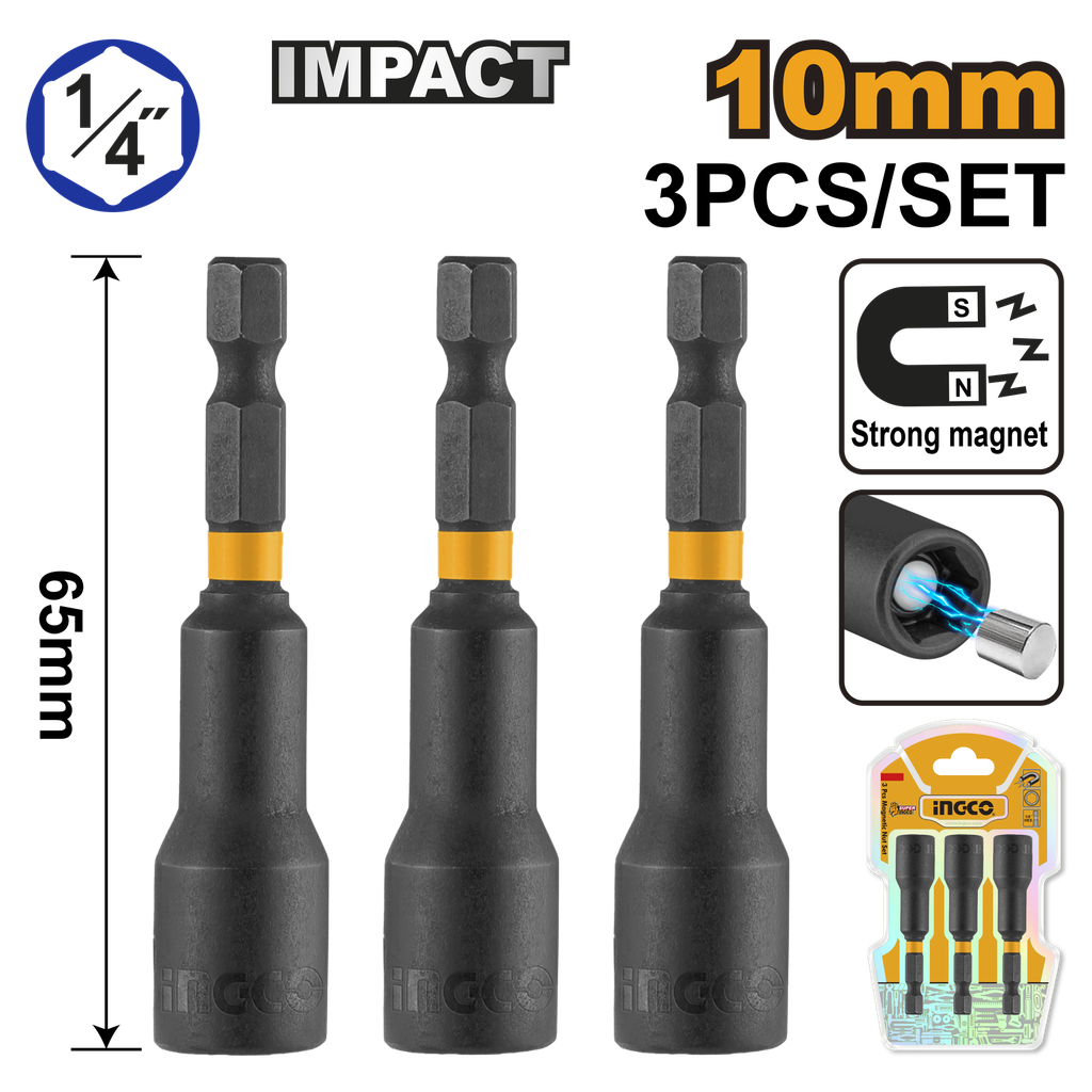 JUEGO 3 VASOS MAGNETICOS 10 mm