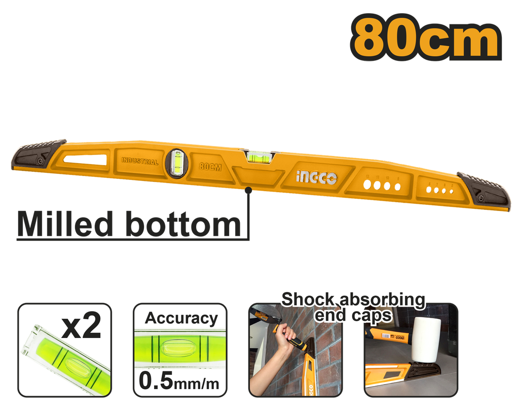 NIVEL ANTICHOC 80 CM INGCO HBSL08080