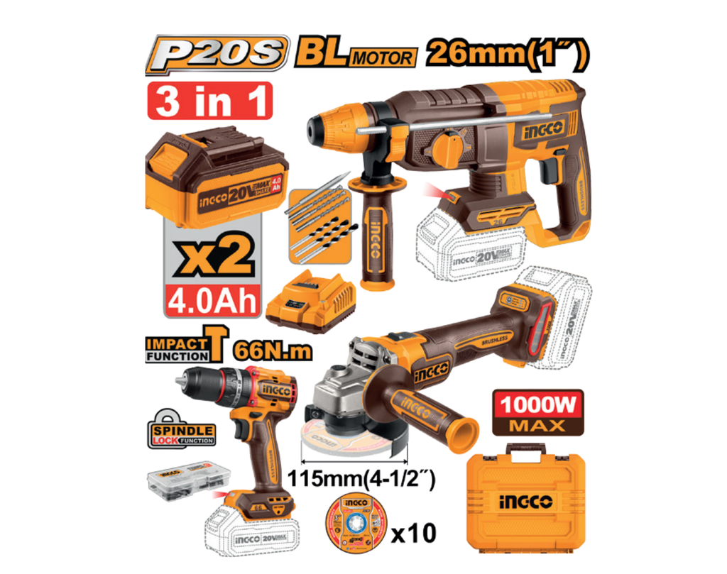 PACK DE HERRAMIENTAS INALÁMBRICAS DE 3 PIEZAS