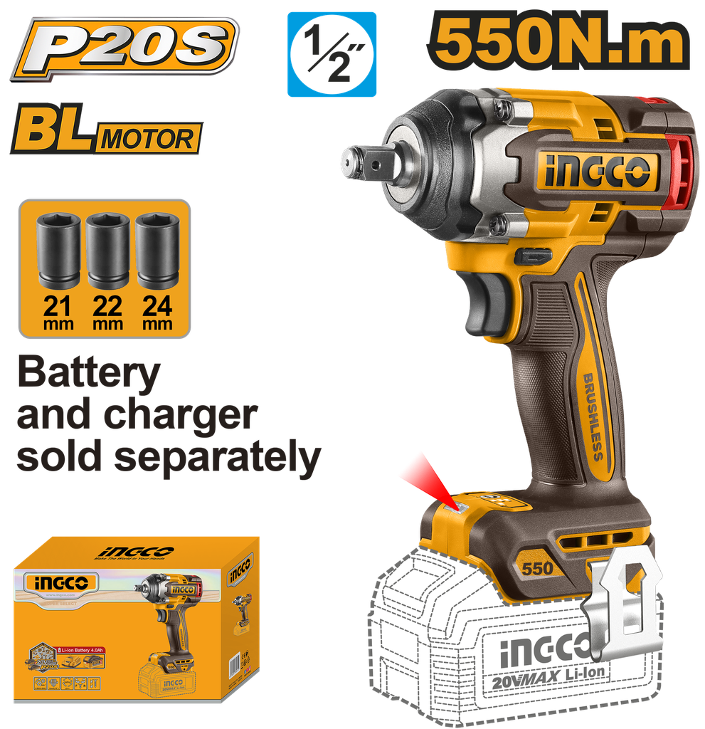 LLAVE IMPACTO 20v  550 Nm 1/2" * No incluye Carg/Bat