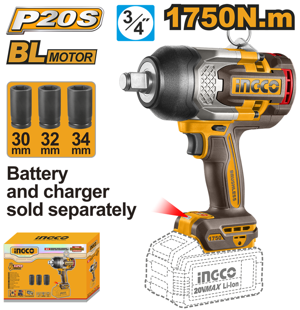 LLAVE IMPACTO 1750Nm 3/4"  20V *No incluye Carg/Bat