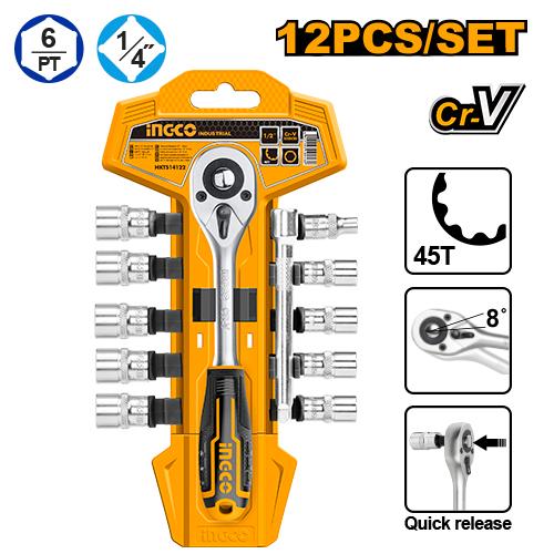 JUEGO 12 PCS LLAVES VASOS 1/4"