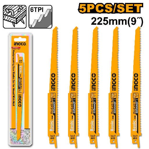 [RSB1111DF] [1044] BLISTER 5 SIERRAS SABLE PARA MADERA  INGCO RSB1111DF