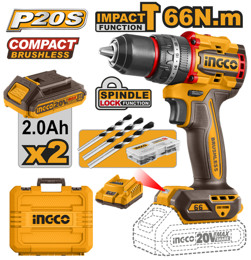 [CIDLI20668E] [1094] TALADRO ATORNILLADOR PERCUTOR  20 V 66 Nm