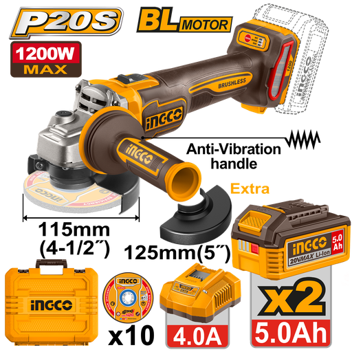 [CAGLI2120257E] [1404] AMOLADORA 115/125mm 1200W +CARG/2BAT 5 Ah