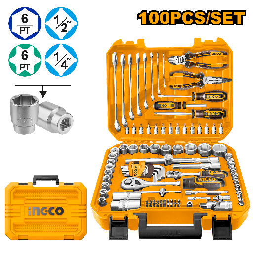 [HKTHP21001] [0053] MALETA 100 Pcs  HERRAMIENTAS  COMBINADAS  1/4" - 1/2"