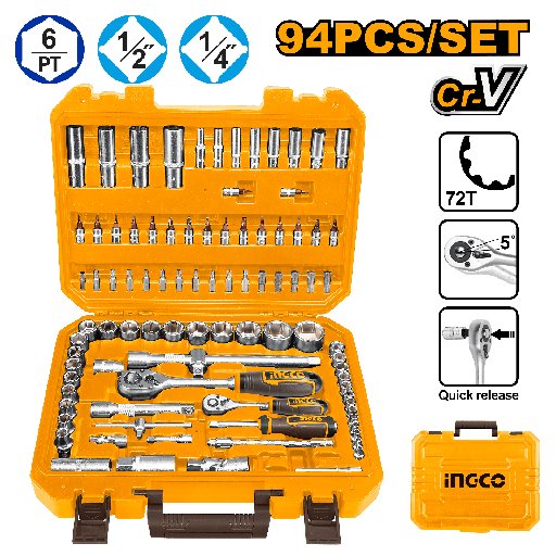 [HKTS42941] [0057] MALETA JGO 94 Pcs LLAVES VASOS 1/2" 1/4"