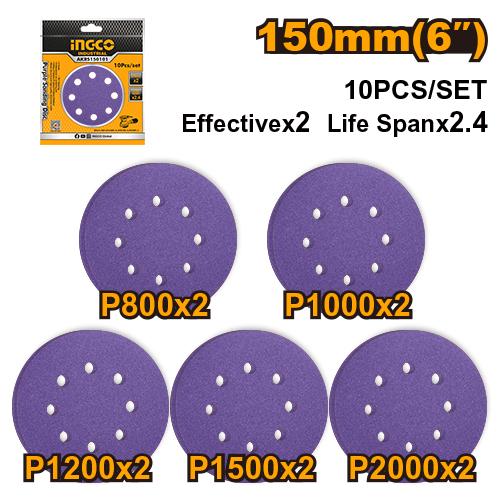 [AKRS150102] [0677] SET DISCOS LIJA ZIRCONIO 150 MM  INGCO AKRS150102