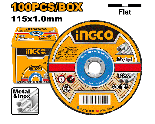 [MCD10115100] [0524] DISCO CORTE METAL- INOX  115 MM (100pcs)  INGCO MCD10115100